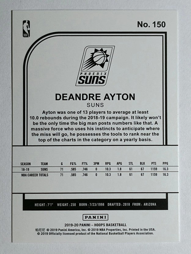 2019-20 Hoops Purple #150 Deandre Ayton