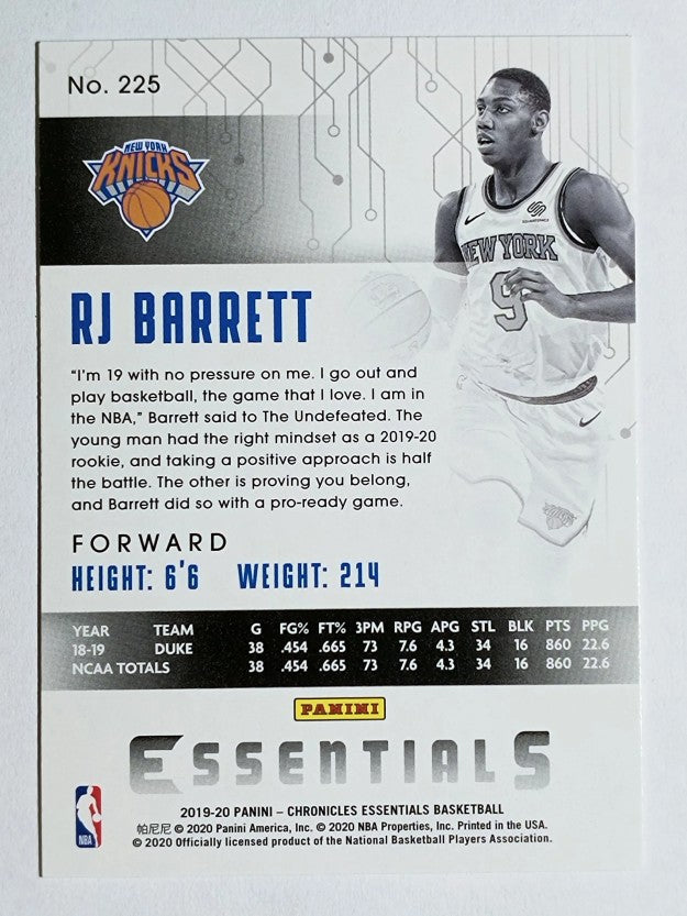 2019-20 Panini Chronicles #225 RJ Barrett/Essentials