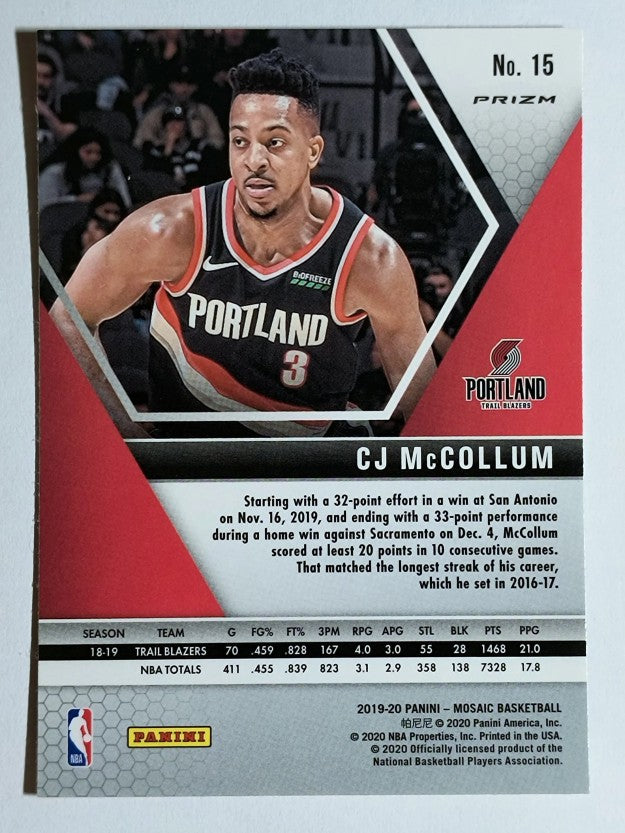 2019-20 Panini Mosaic Mosaic Blue Reactive #15 CJ McCollum