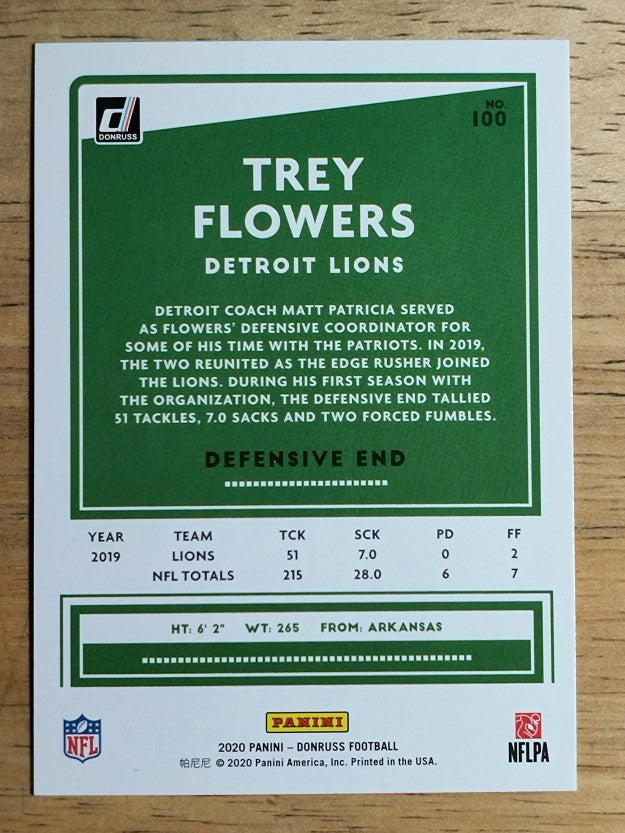 2020 Donruss #100 Trey Flowers