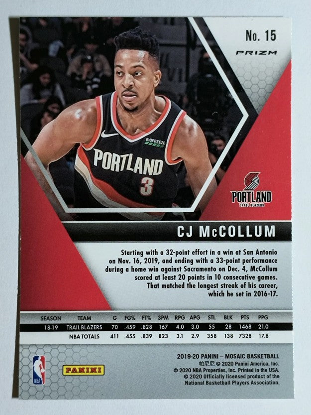 2019-20 Panini Mosaic Mosaic Green #15 CJ McCollum