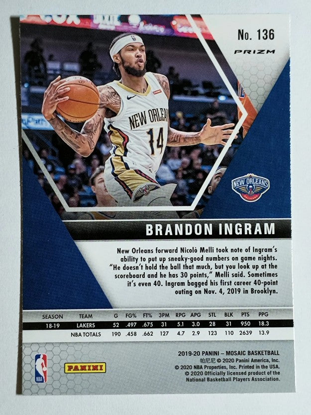 2019-20 Panini Mosaic Mosaic Green #136 Brandon Ingram