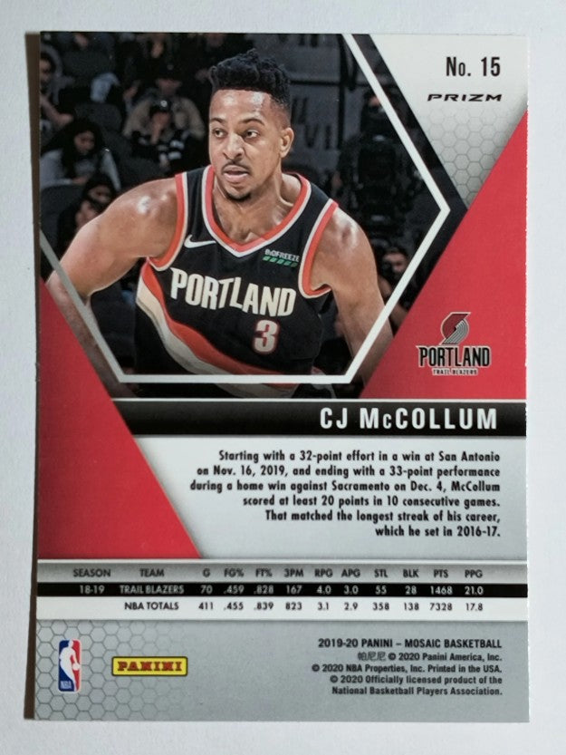 2019-20 Panini Mosaic Mosaic Orange Reactive #15 CJ McCollum