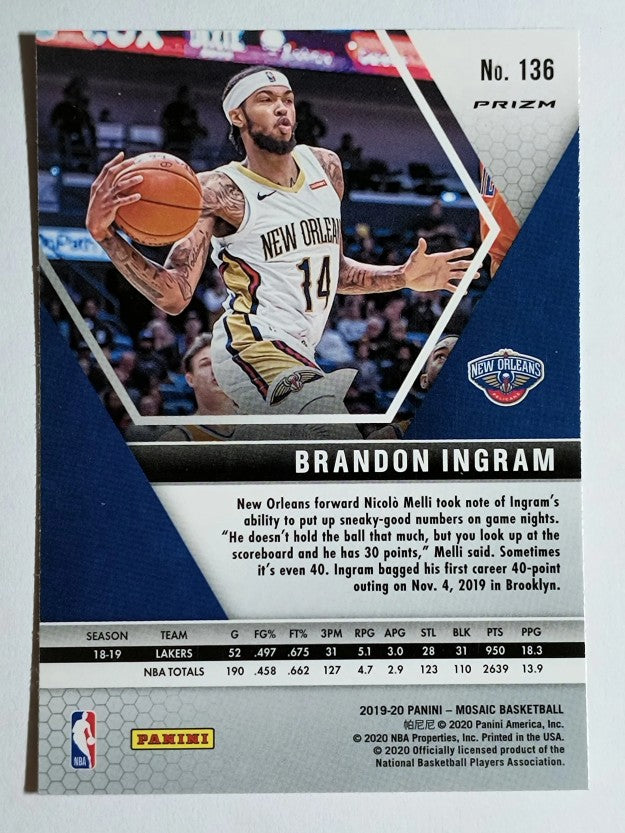 2019-20 Panini Mosaic Mosaic Orange Reactive #136 Brandon Ingram