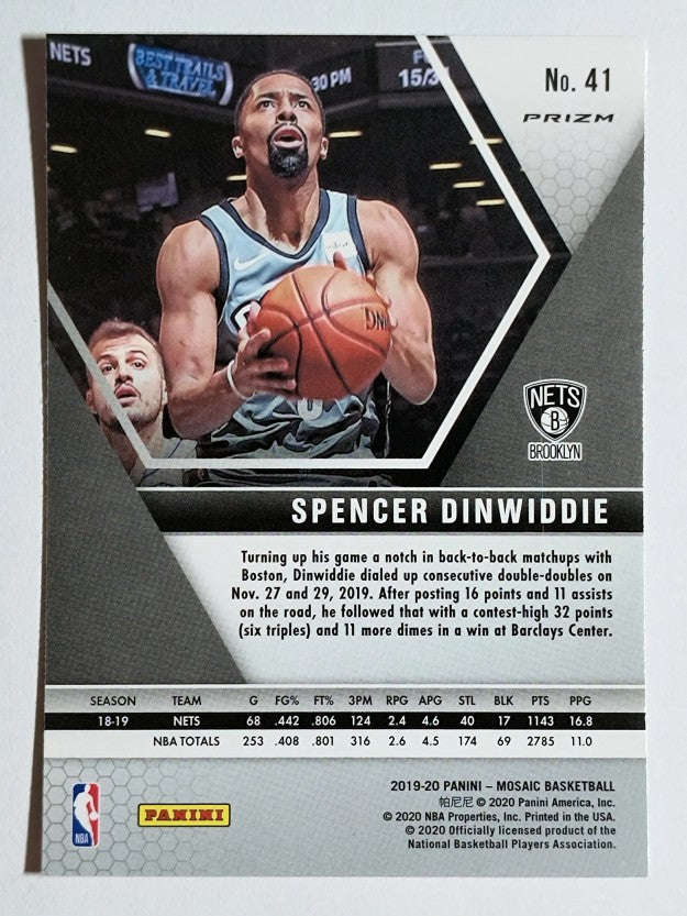 2019-20 Panini Mosaic Mosaic Pink Camo #41 Spencer Dinwiddie