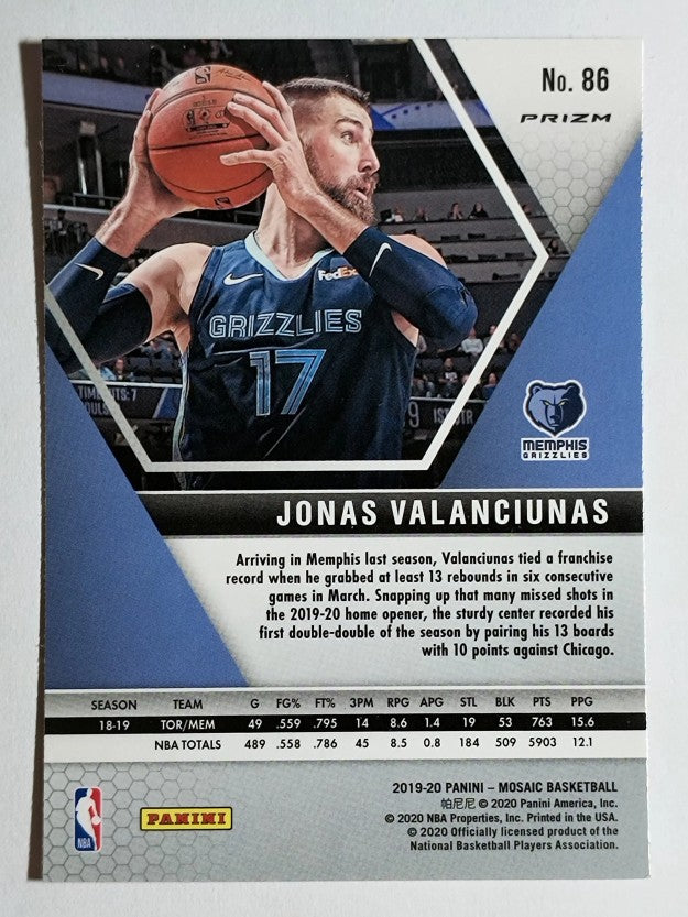 2019-20 Panini Mosaic Mosaic Pink Camo #86 Jonas Valanciunas