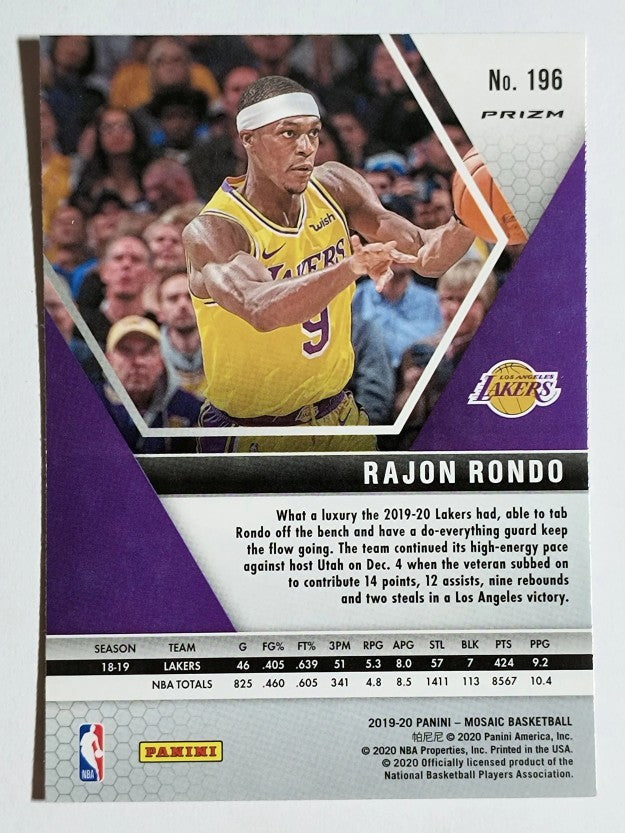 2019-20 Panini Mosaic Mosaic Pink Camo #196 Rajon Rondo