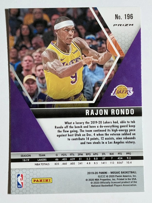 2019-20 Panini Mosaic Silver #196 Rajon Rondo