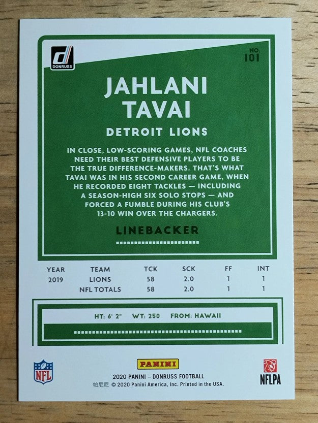 2020 Donruss #101 Jahlani Tavai