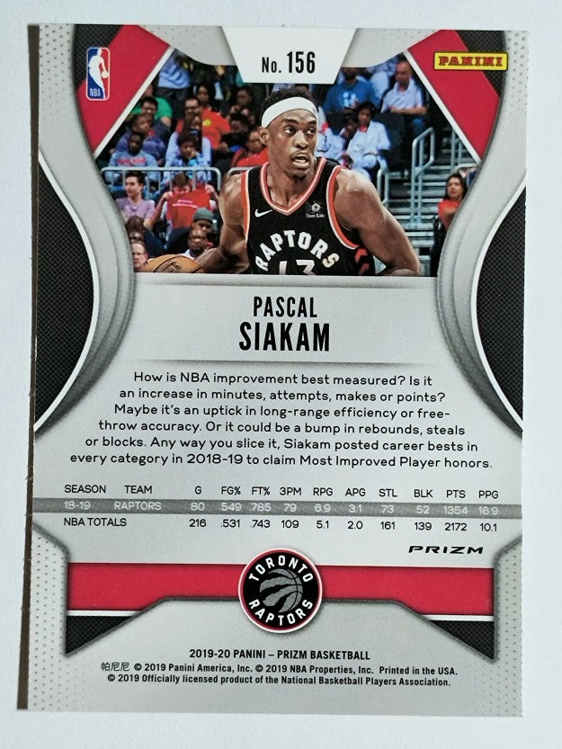 2019-20 Panini Prizm Prizms Hyper #156 Pascal Siakam