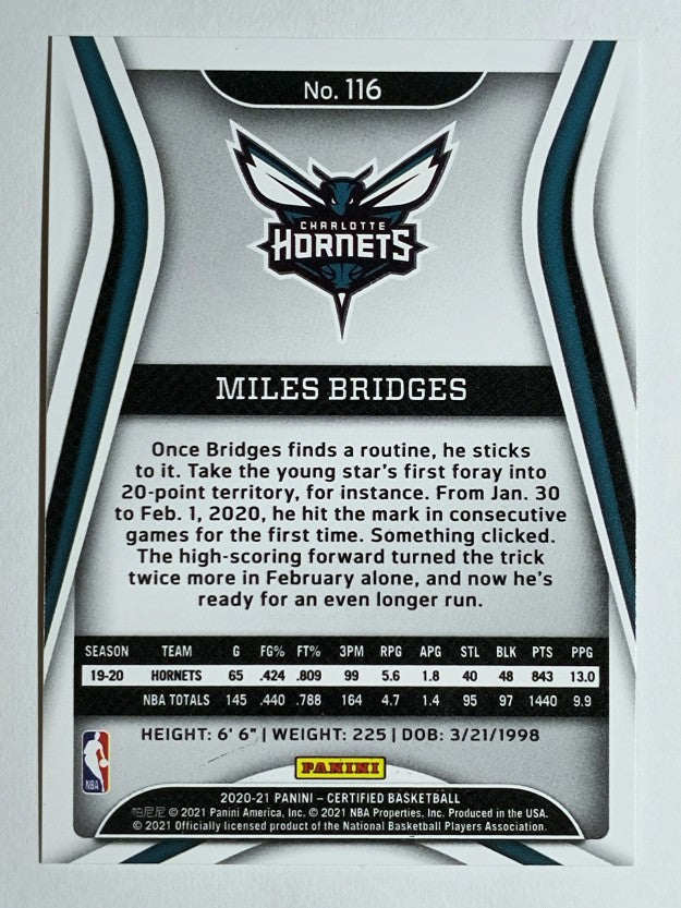 2020-21 Certified Mirror Blue #116 Miles Bridges