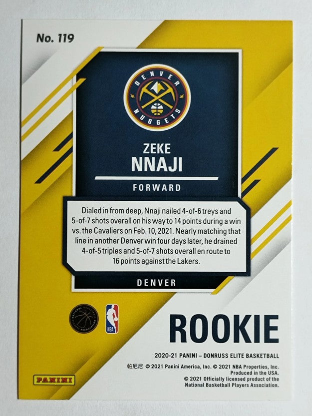 2020-21 Elite Red #119 Zeke Nnaji