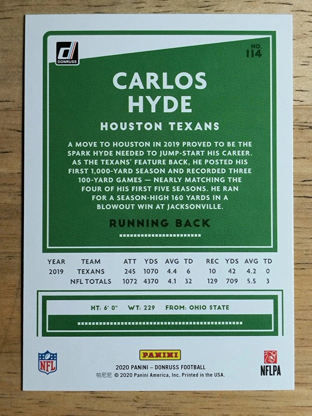 2020 Donruss #114 Carlos Hyde