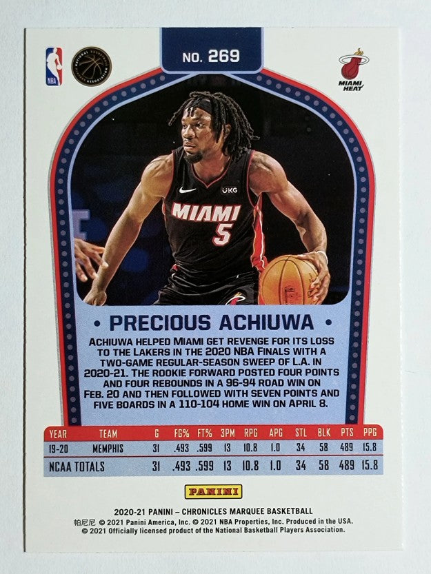 2020-21 Panini Chronicles Green #269 Precious Achiuwa/Marquee