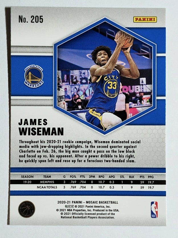 2020-21 Panini Mosaic #205 James Wiseman RC
