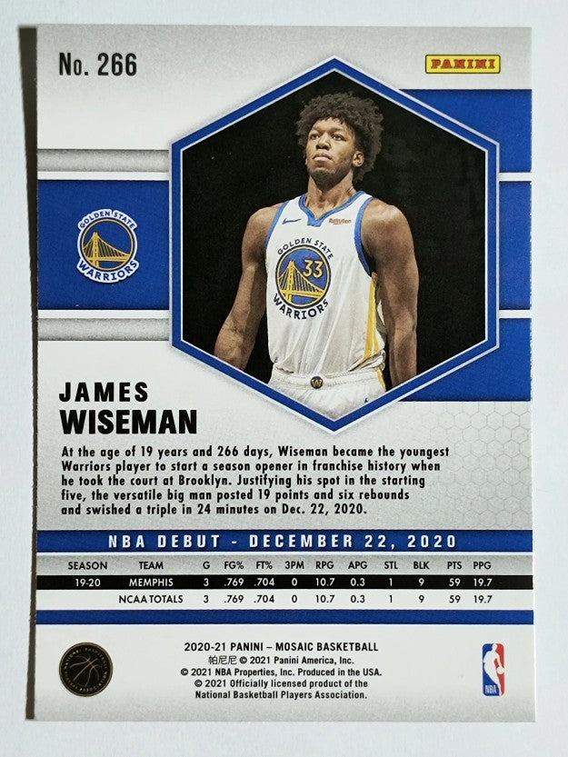 2020-21 Panini Mosaic #266 James Wiseman