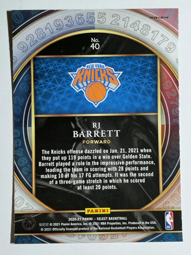 2020-21 Select Numbers Prizms Silver #40 RJ Barrett