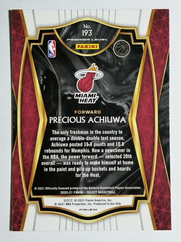 2020-21 Select Prizms Blue White Purple Ice #193 Precious Achiuwa
