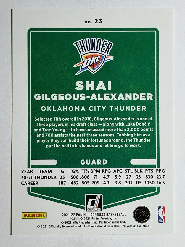 2021-22 Donruss Press Proof Silver #23 Shai Gilgeous-Alexander