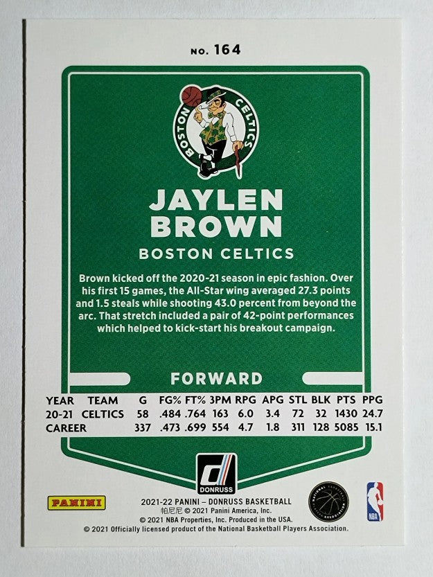 2021-22 Donruss Press Proof Silver #164 Jaylen Brown