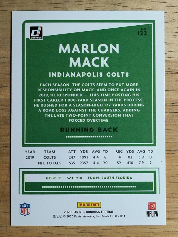 2020 Donruss #122 Marlon Mack