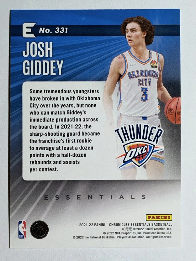 2021-22 Panini Chronicles Pink #331 Josh Giddey/Essentials