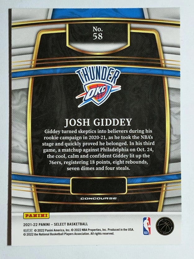 2021-22 Select Blue #58 Josh Giddey