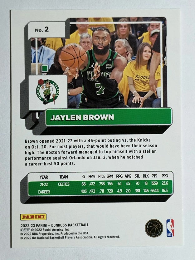 2022-23 Donruss Press Proof Silver #2 Jaylen Brown