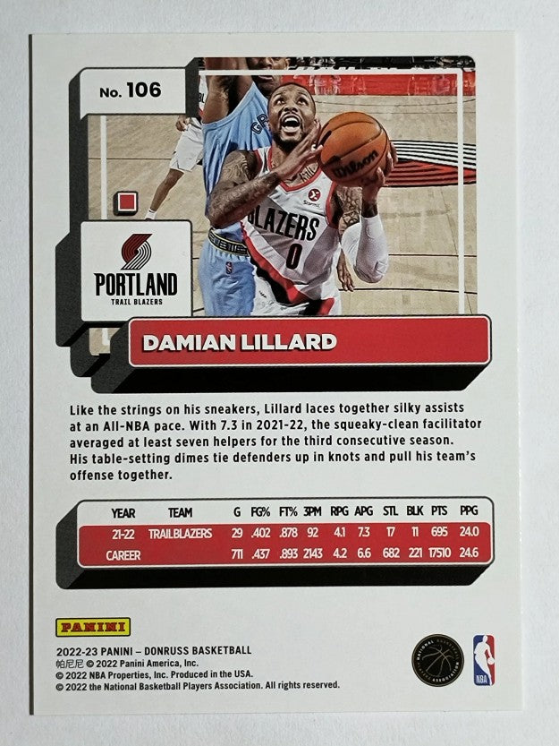 2022-23 Donruss Press Proof Silver #106 Damian Lillard