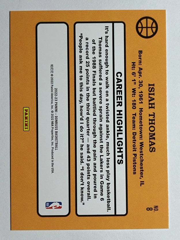 2022-23 Donruss Retro Series Press Proof #8 Isiah Thomas