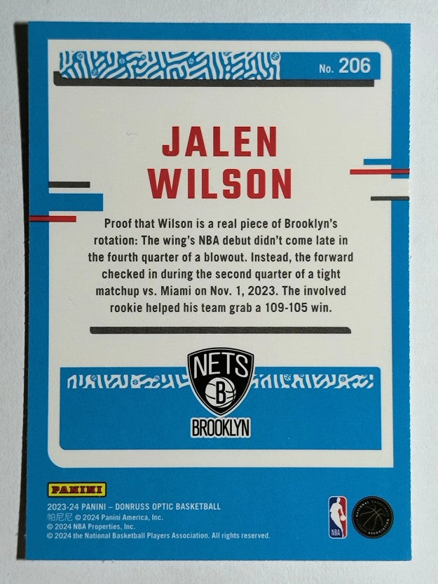 2023-24 Donruss Optic #206 Jalen Wilson RR RC