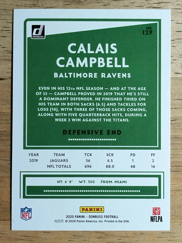 2020 Donruss #129 Calais Campbell