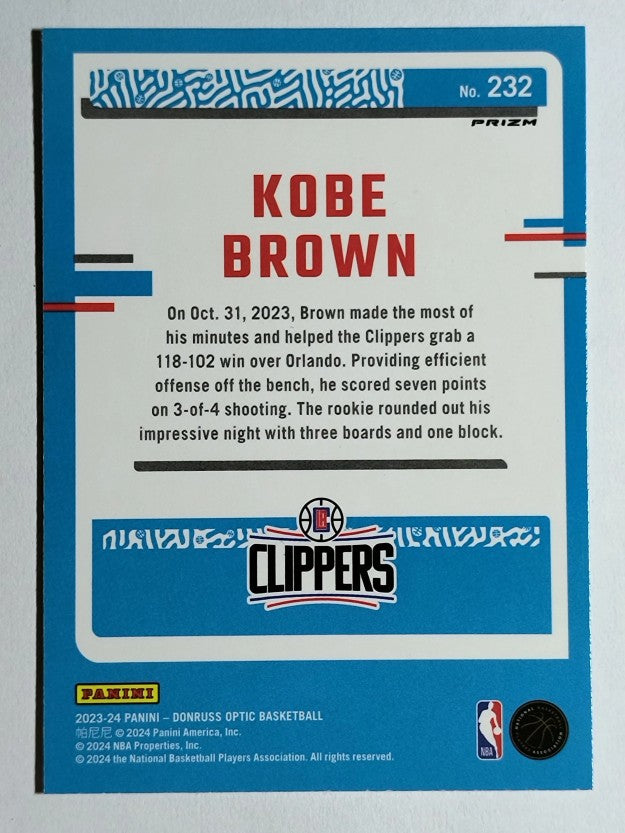 2023-24 Donruss Optic Blue Velocity #232 Kobe Brown RR