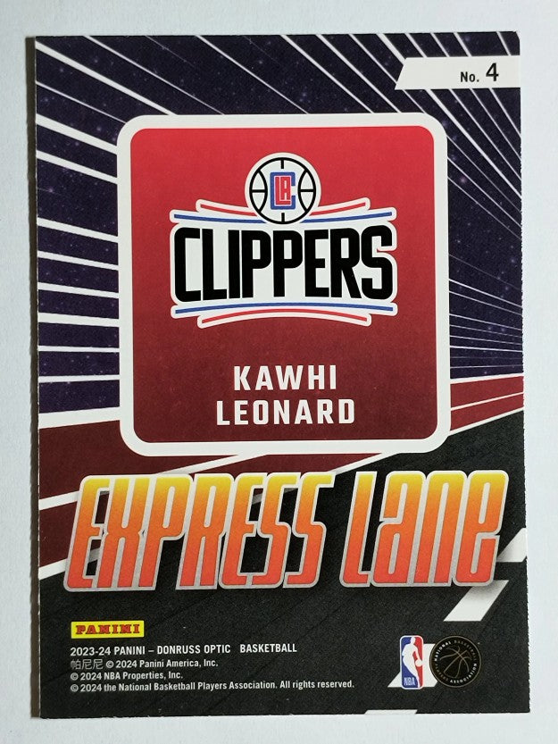 2023-24 Donruss Optic Express Lane #4 Kawhi Leonard