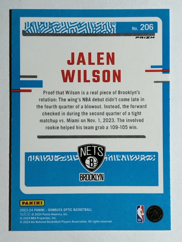 2023-24 Donruss Optic Holo #206 Jalen Wilson RR
