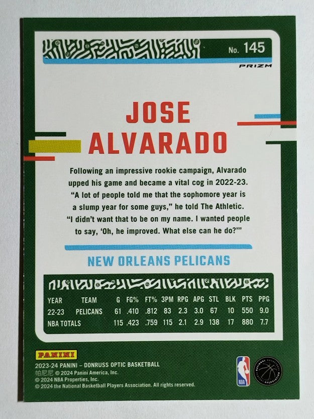 2023-24 Donruss Optic Hyper Green #145 Jose Alvarado