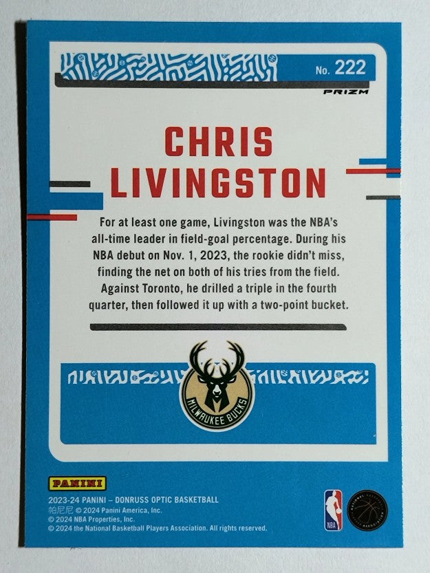 2023-24 Donruss Optic Hyper Green #222 Chris Livingston RR