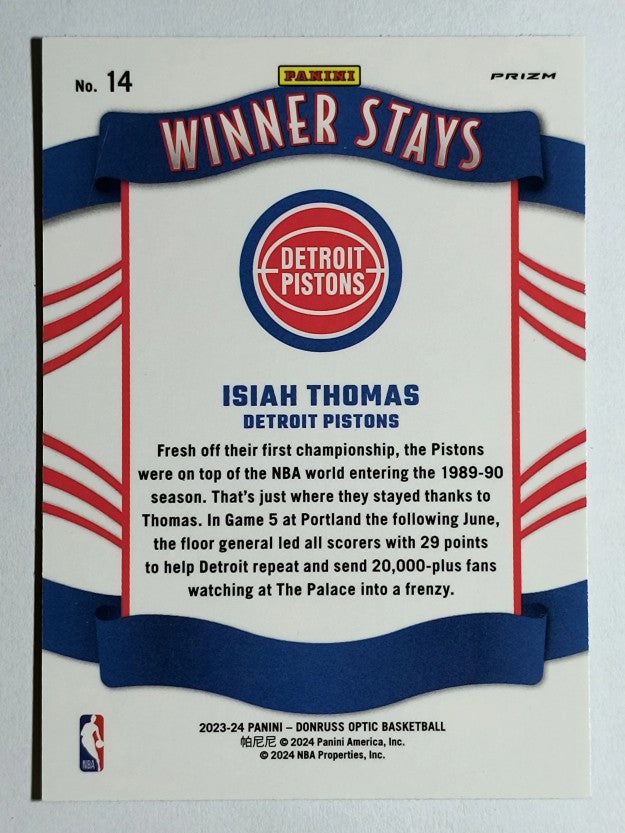 2023-24 Donruss Optic Winner Stays Holo #14 Isiah Thomas