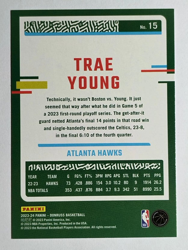 2023-24 Donruss Press Proof Silver #15 Trae Young