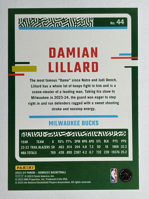 2023-24 Donruss Press Proof Silver #44 Damian Lillard