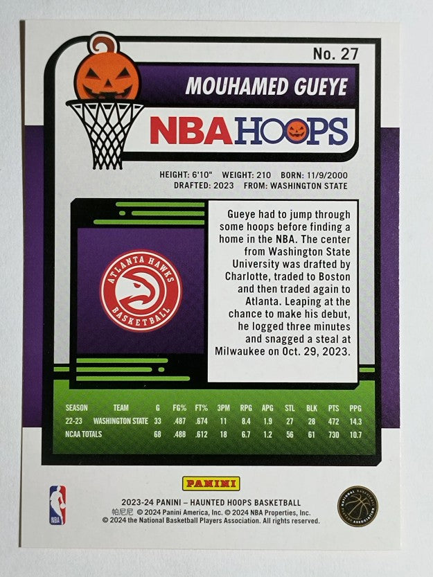 2023-24 Hoops Haunted Hoops Orange #27 Mouhamed Gueye