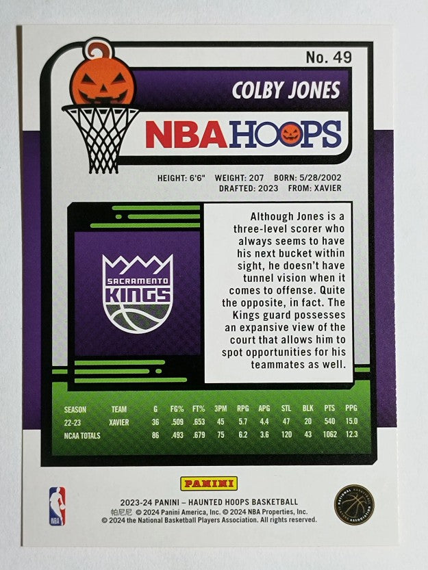 2023-24 Hoops Haunted Hoops Orange #49 Colby Jones