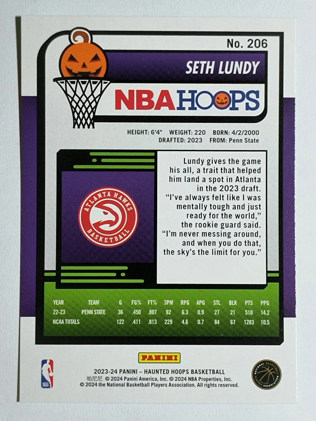 2023-24 Hoops Haunted Hoops Slime #206 Seth Lundy