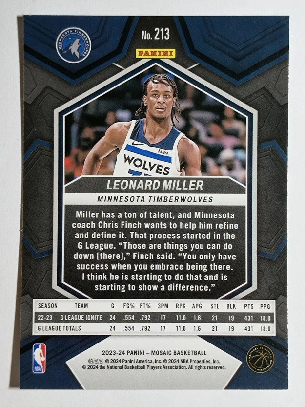 2023-24 Panini Mosaic #213 Leonard Miller RC
