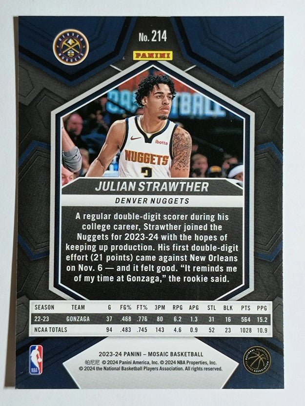 2023-24 Panini Mosaic #214 Julian Strawther RC