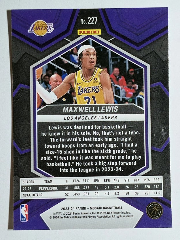 2023-24 Panini Mosaic #227 Maxwell Lewis RC