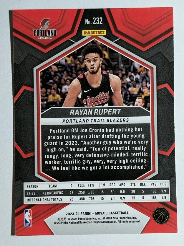 2023-24 Panini Mosaic #232 Rayan Rupert RC