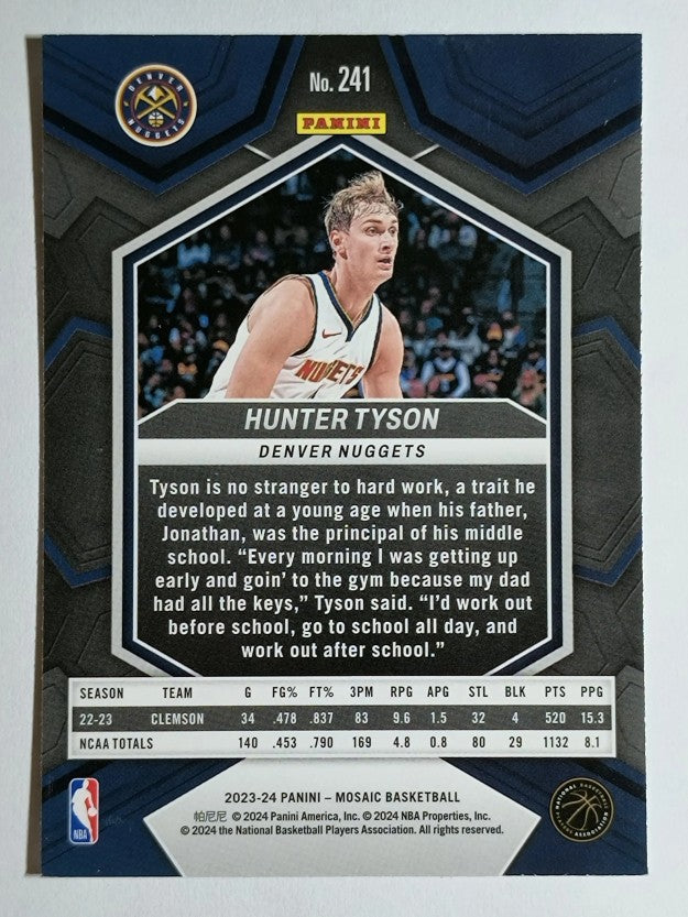 2023-24 Panini Mosaic #241 Hunter Tyson RC