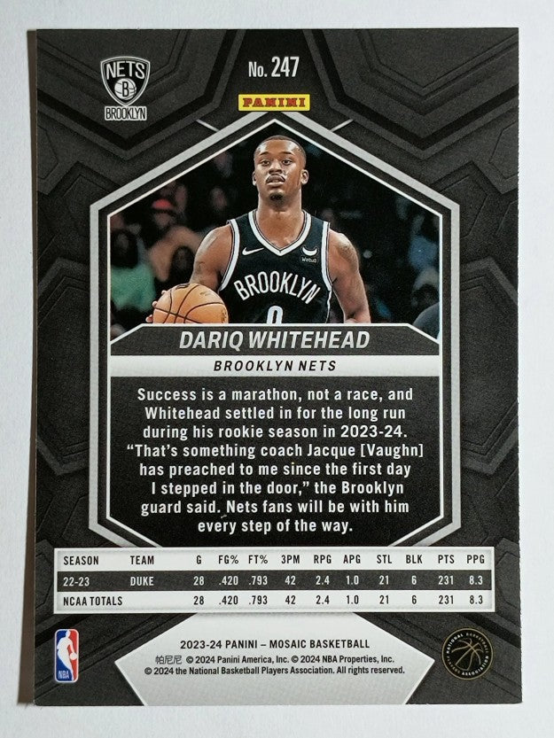 2023-24 Panini Mosaic #247 Dariq Whitehead RC