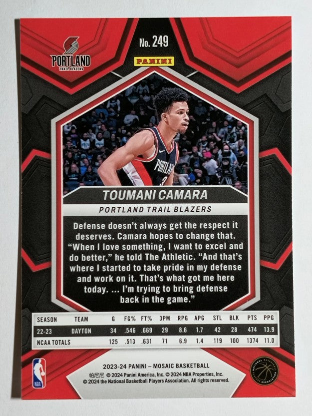 2023-24 Panini Mosaic #249 Toumani Camara RC